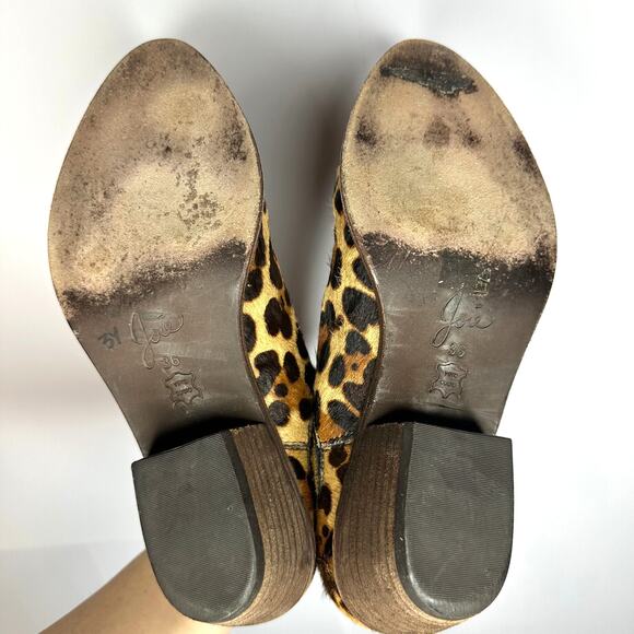 Joie Barlow Sz US 5 Calf Hair Leopard Print Low Heel Booties Size EU 36 - Picture 6 of 7